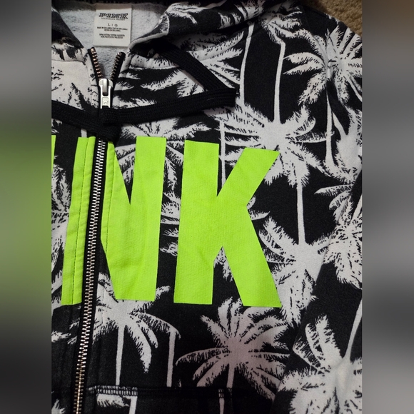 PINK Victoria's Secret Large Vintage Spellout Tropical Full Zip Hoodie - Picture 3 of 5
